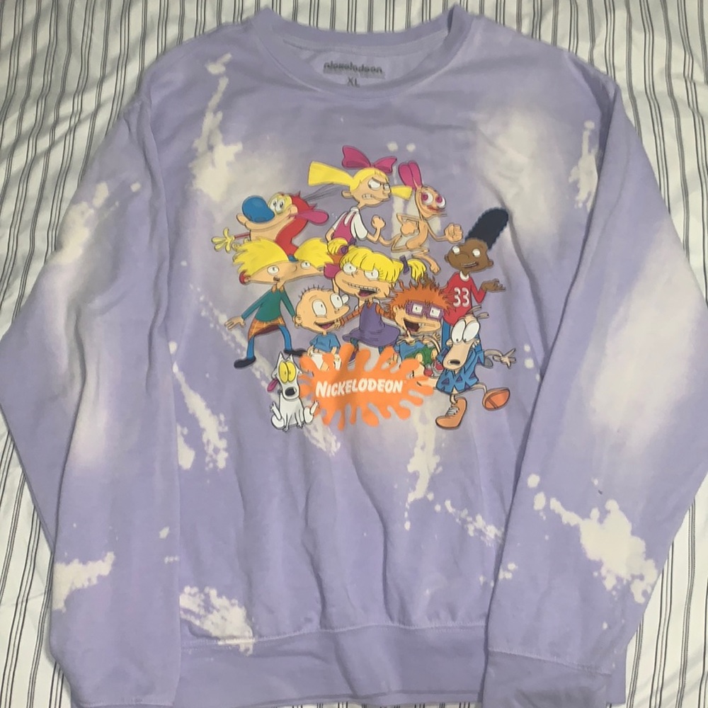 A nickelodeon purple tie-dye cartoon shirt size:XL